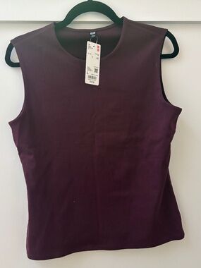 Uniqlo Cotton Shell Top, Large,  wine color